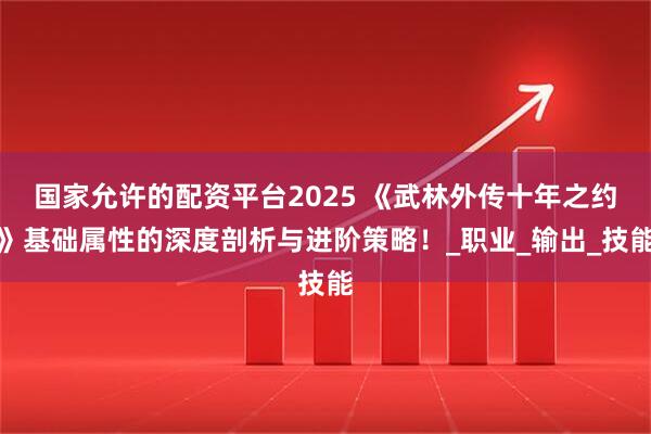国家允许的配资平台2025 《武林外传十年之约》基础属性的深度剖析与进阶策略！_职业_输出_技能